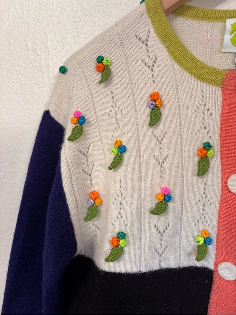 YanYan Knits Lambswool Embroidered Cardigan Size 10